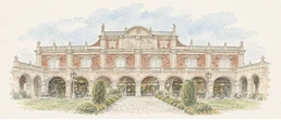 Acuarela de Los Jardines de Palacio, en Villacañas